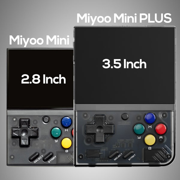 Size Comparison: Miyoo Mini Plus vs the original, versus the